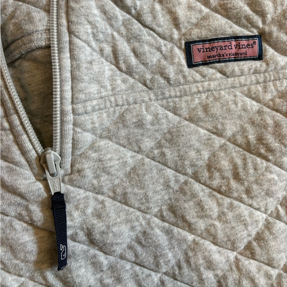 Vineyard Vines Light Gray Quilted Half-Zip Pullover - Picture 3 of 5